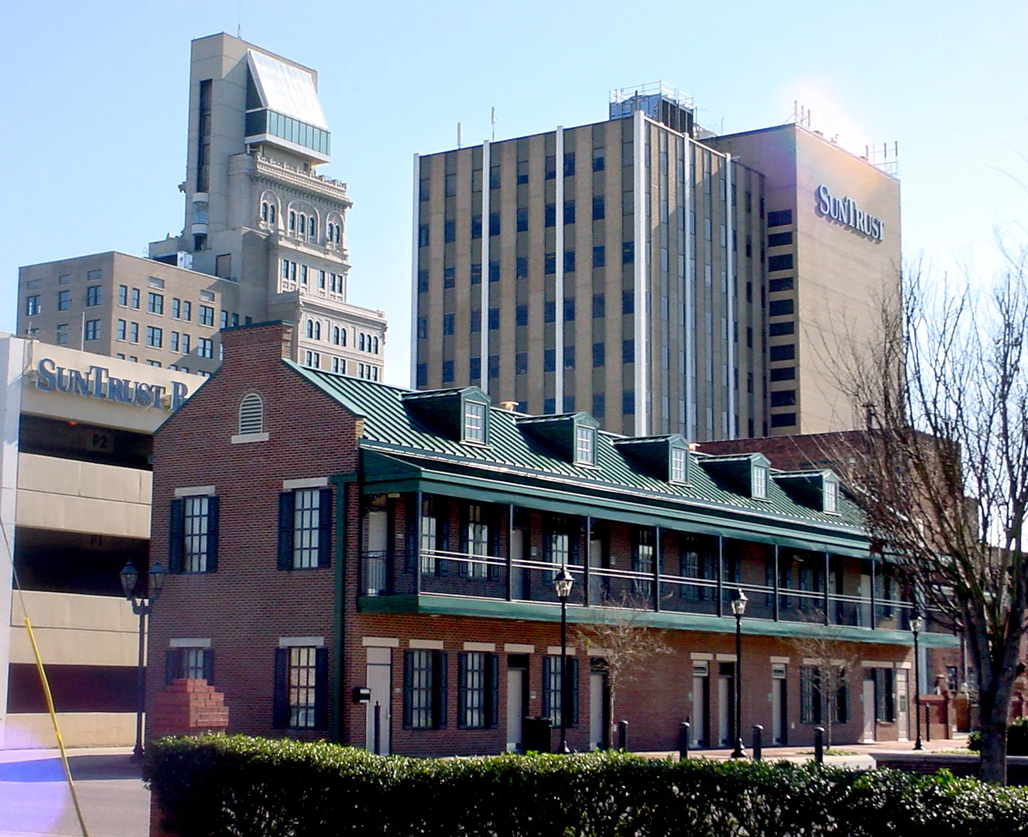 The Augusta Common, with the Lamar Building rising behind it, in downtown Augusta