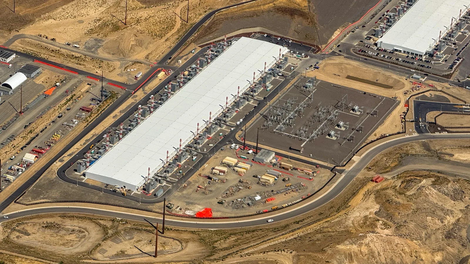 A data center campus and its electrical substation in Wenatchee, Washington, seen from the air. The picture does not show the Augusta site.