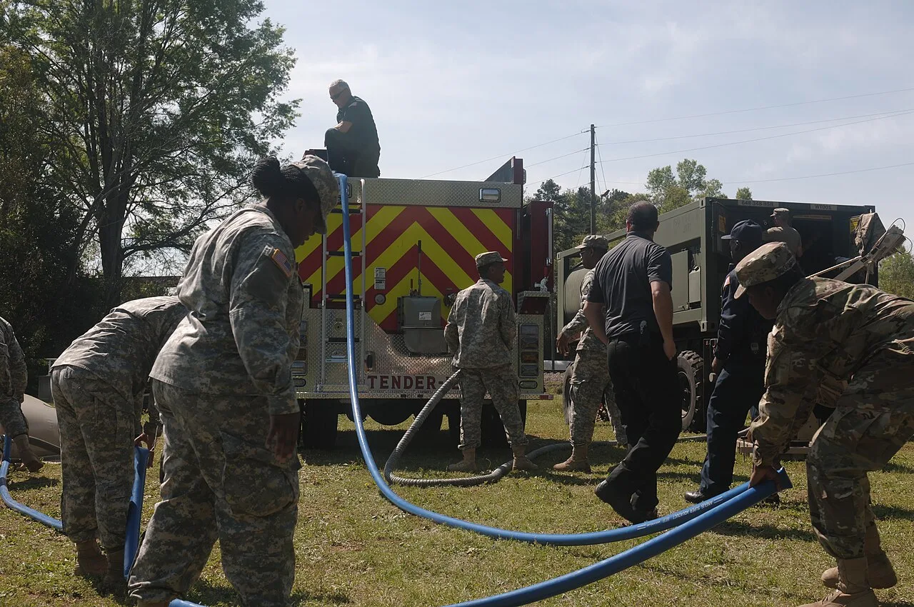 An Augusta Fire Department tender during a Georgia National Guard training exercise in Augusta.