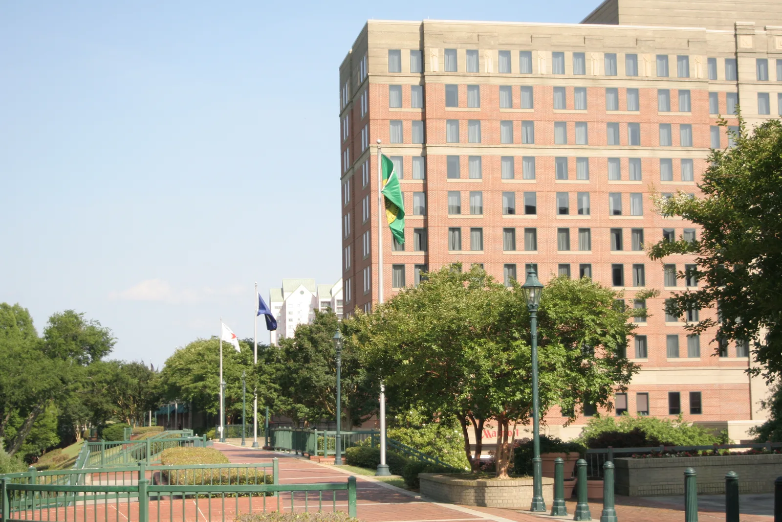 The upper level of the Augusta Riverwalk beside the Augusta Marriott downtown.