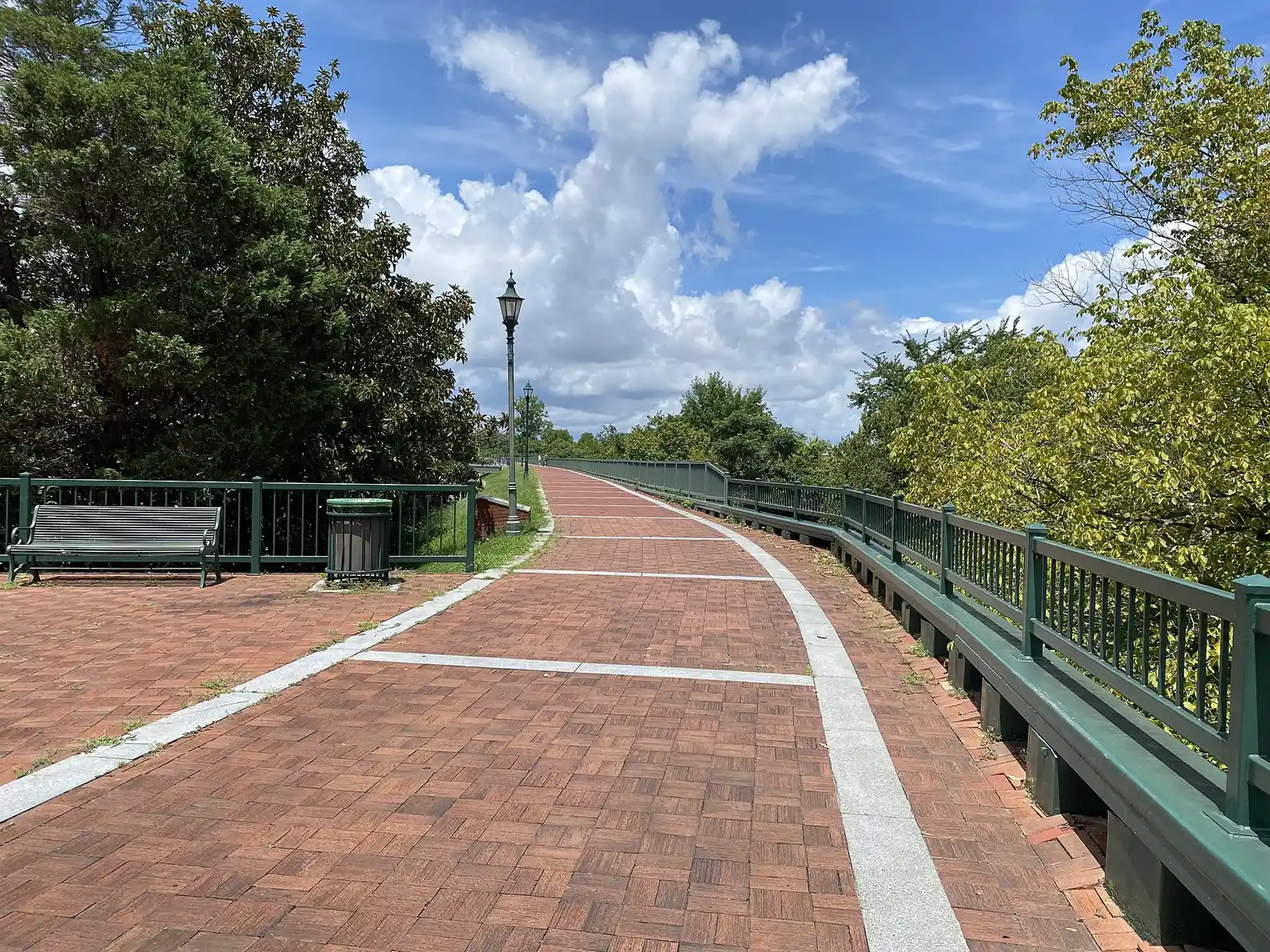 The upper level of the Augusta Riverwalk, a short walk from the Saturday market at 8th and Reynolds streets.