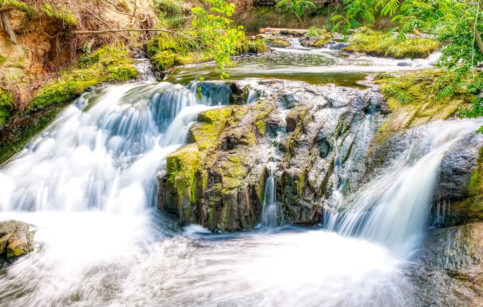 Water spilling over the rocks at Savannah Rapids Park, at the head of the Augusta Canal.