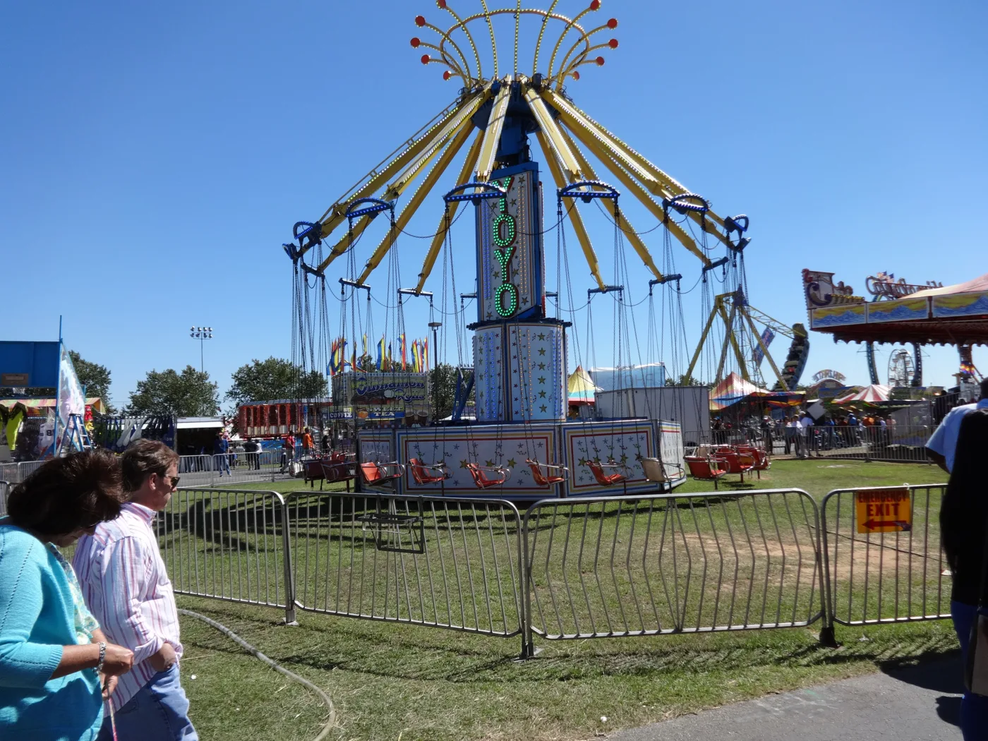 A swing ride on a fair midway at the Georgia National Fair in Perry, Georgia; the picture is not of the Augusta fairgrounds.