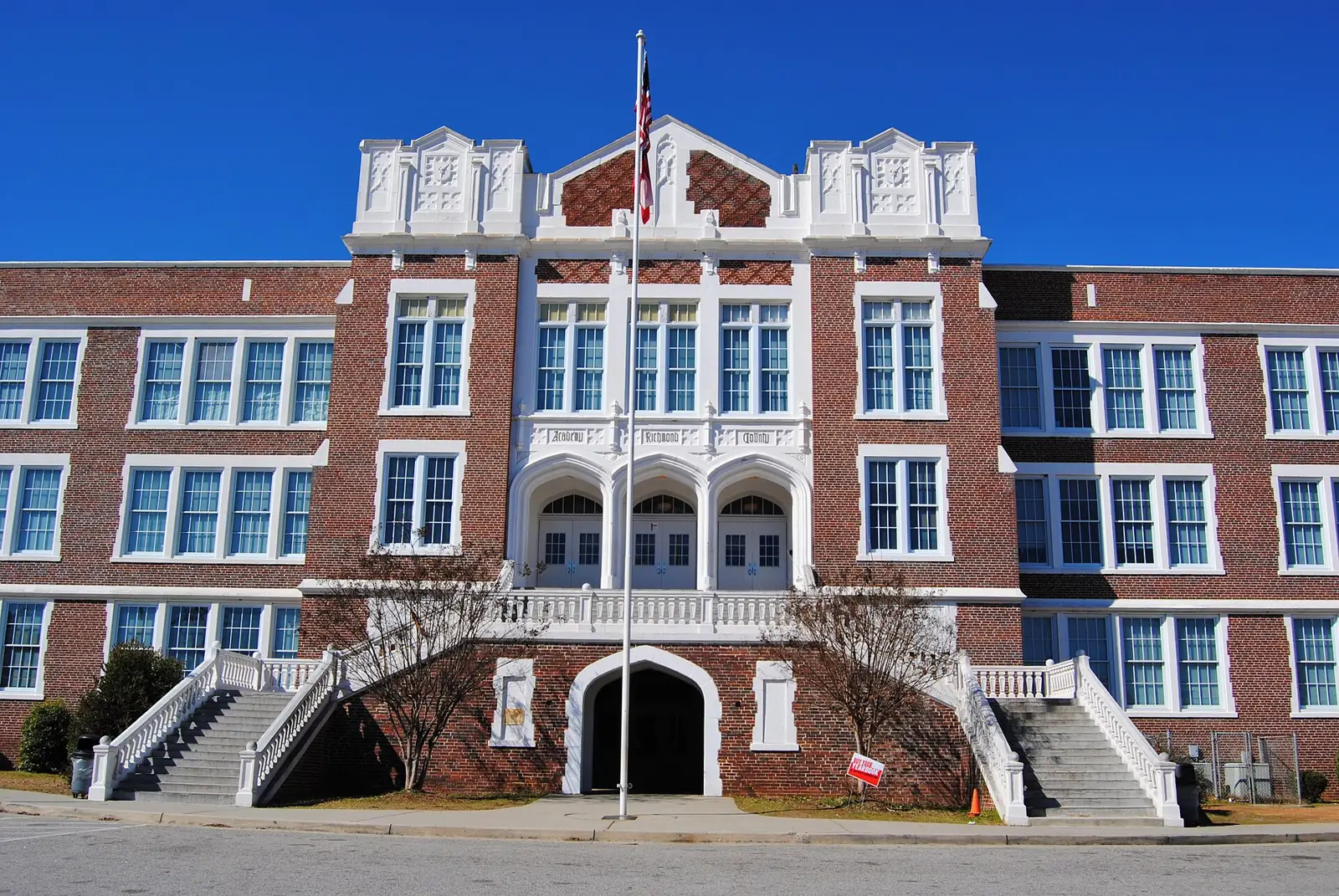 The front entrance of the Academy of Richmond County in Augusta.