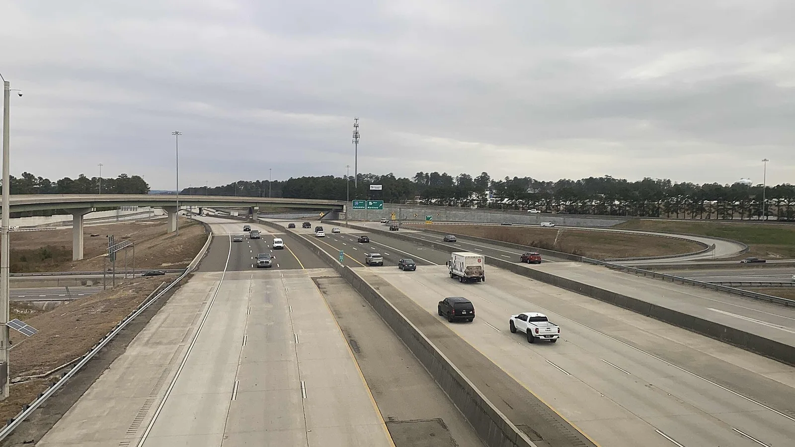 Interstate 20 seen from the flyover ramp at Exit 196, on the north side of Belair.