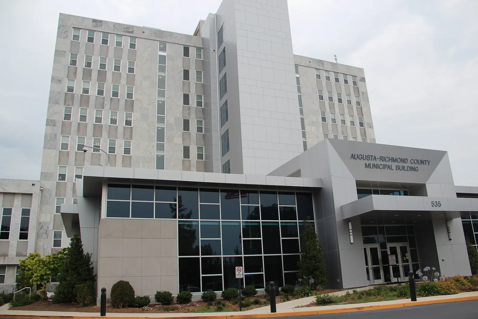 The Augusta-Richmond County Municipal Building on Telfair Street, home of the Board of Elections and an advance voting site.