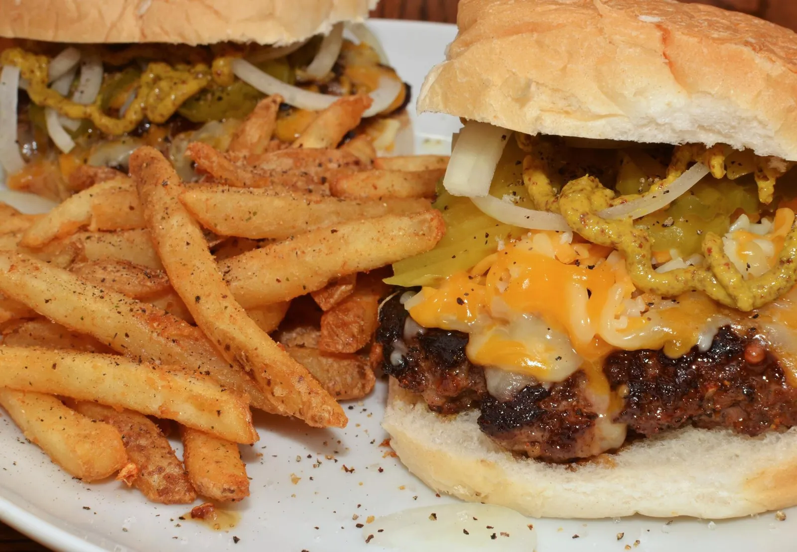 A cheeseburger with fries. The photo was not taken at an Augusta restaurant.